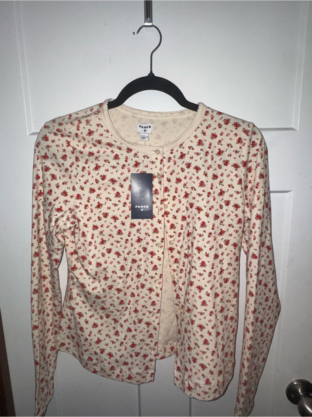 Parke Floral Cream and Red Button Cardigan